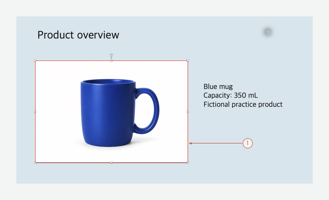 The product slide after compression, with the mug and capacity text intact