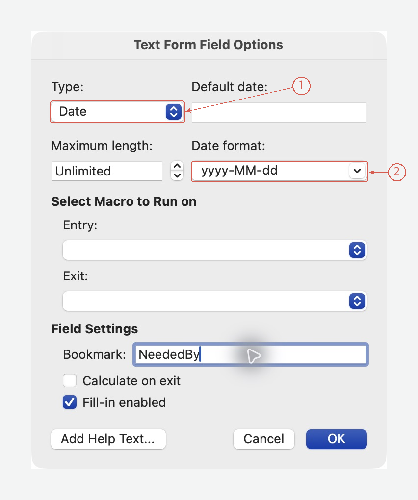 Date text field with yyyy-MM-dd formatting