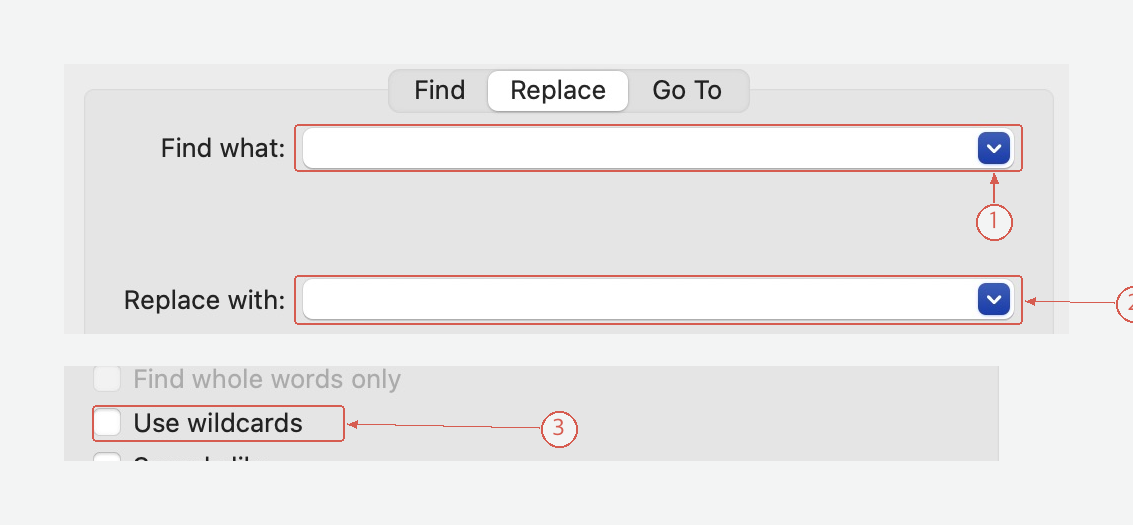 Mac Find and Replace with two spaces as the search and one as the replacement