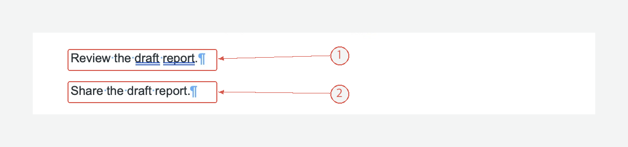 Practice sentences with one space between draft and report
